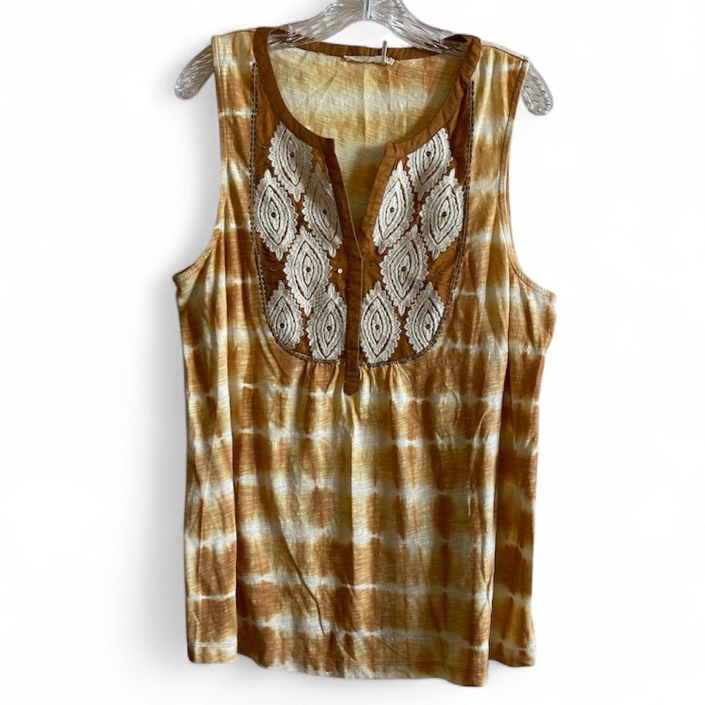 Floreat Tie-Dye Sleeveless Blouse in Brown and Cream
